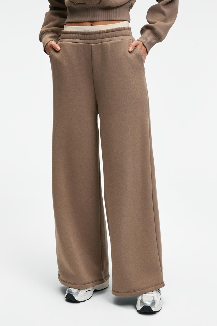 ENAVIE Kadın Oversize Beli Lastikli Çift Cepli Vizon Eşofman Altı