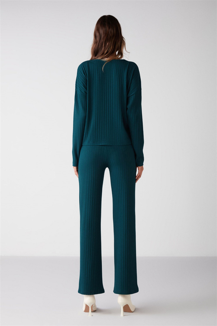 ERIKA Örme Flare Petrol Yeşili  Pantolon