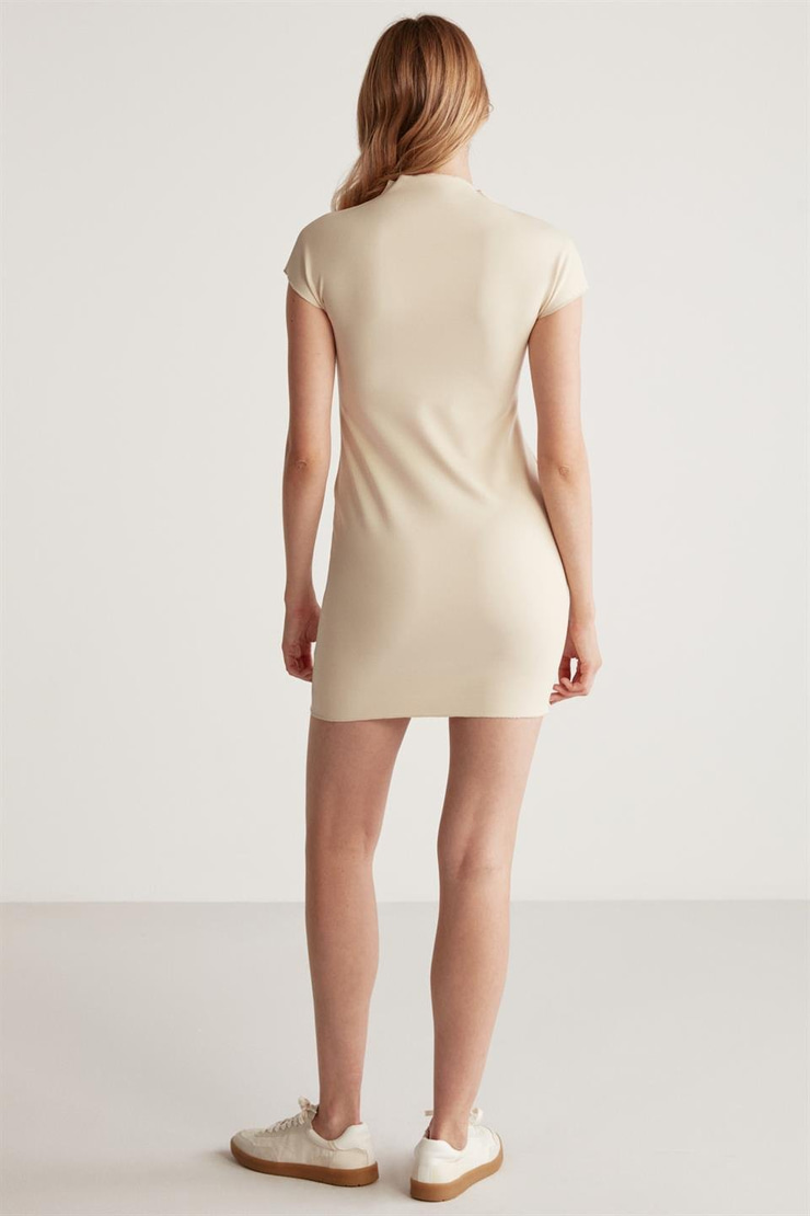 ESTELLE Örme Slim Taş Rengi Tekli Elbise