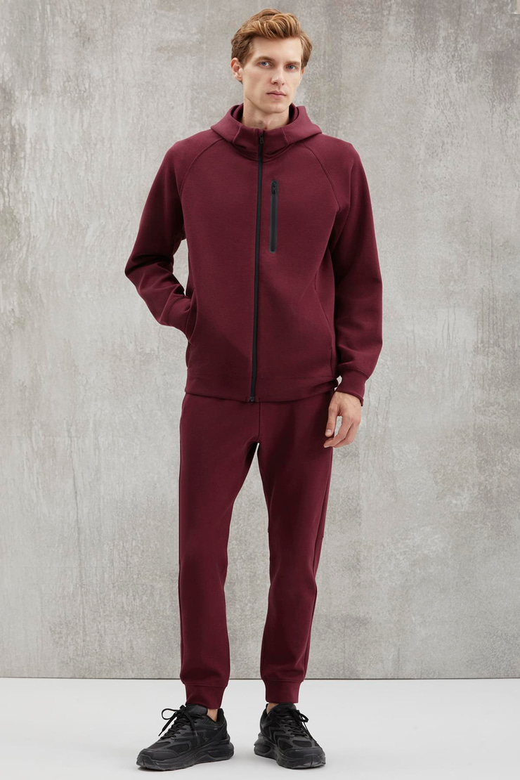 FERB  Relaxed Bordo Tekli Eşofman Altı