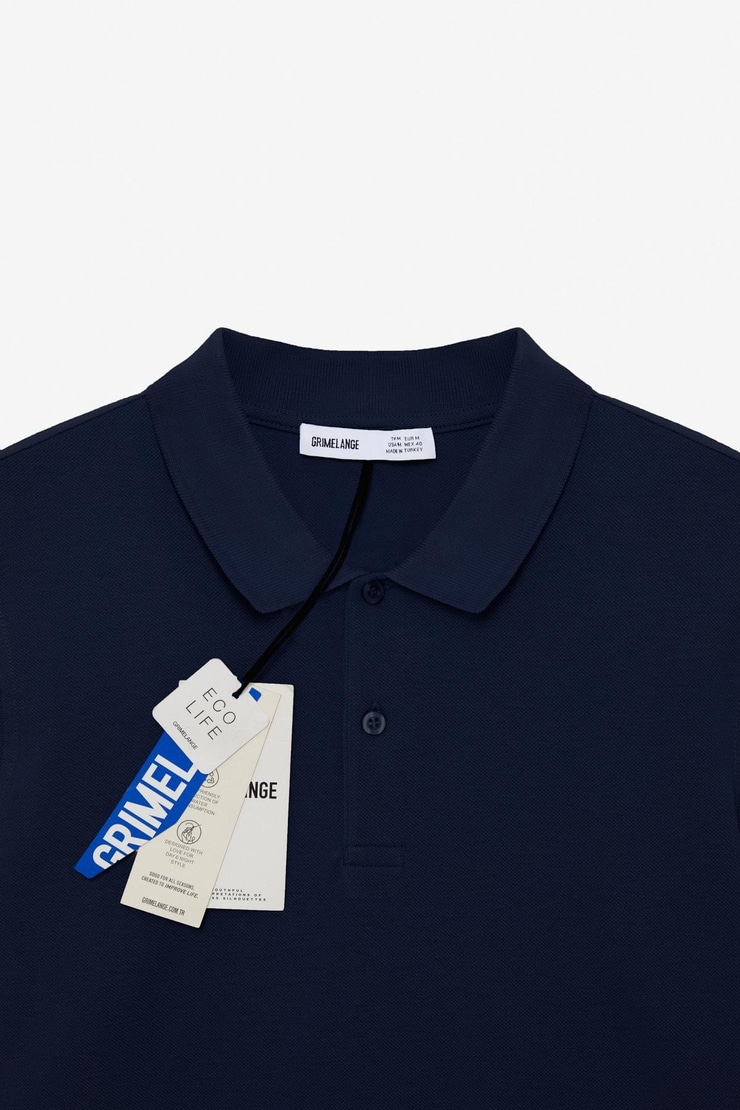 FLEXORE Erkek %100 Pamuk Kısa Kollu Regular Fit Lacivert Polo Yaka T-shirt