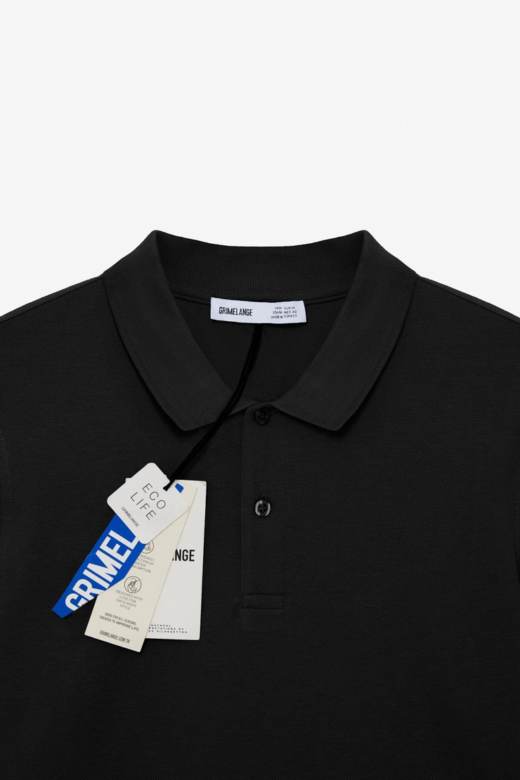 FLEXORE Erkek %100 Pamuk Kısa Kollu Regular Fit Siyah Polo Yaka T-shirt