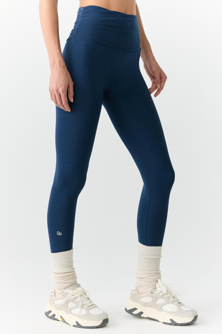 HELIA Kadın Beli Büzgülü Baskılı Lacivert Tayt