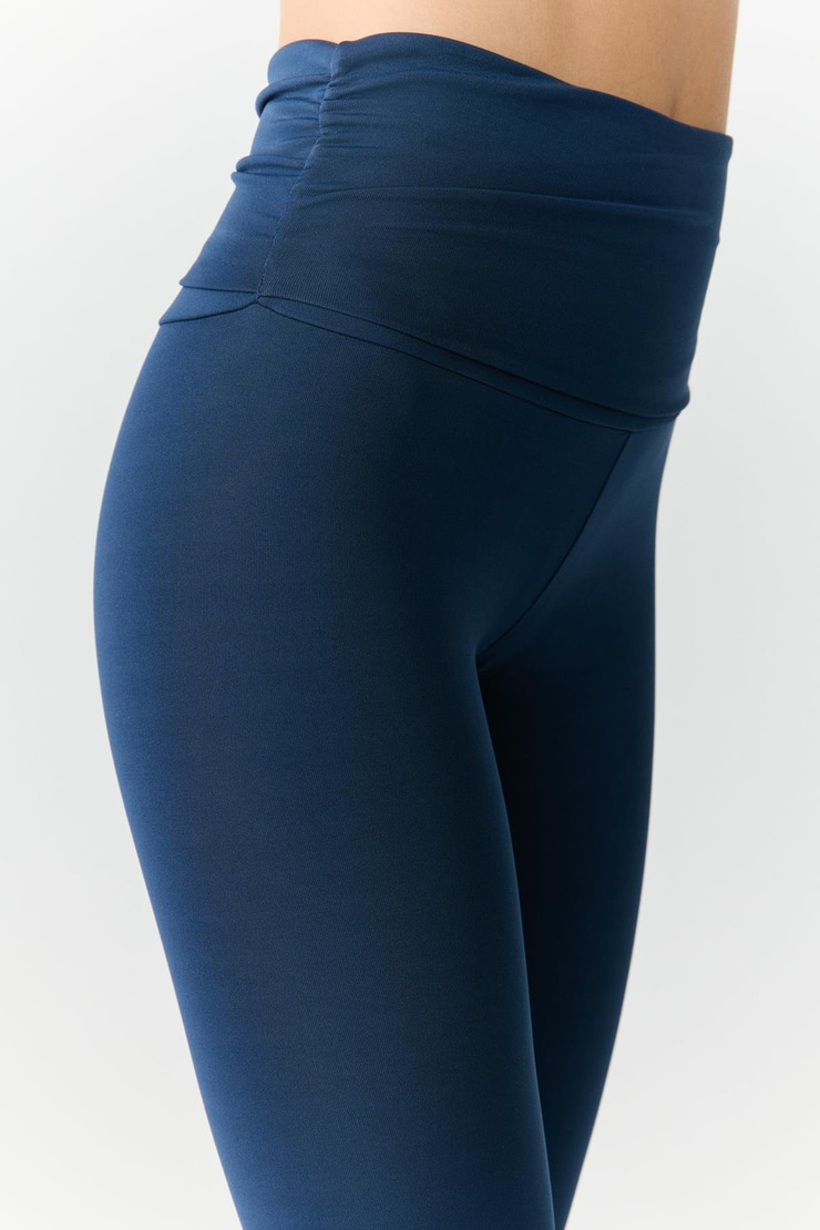 HELIA Kadın Beli Büzgülü Baskılı Lacivert Tayt