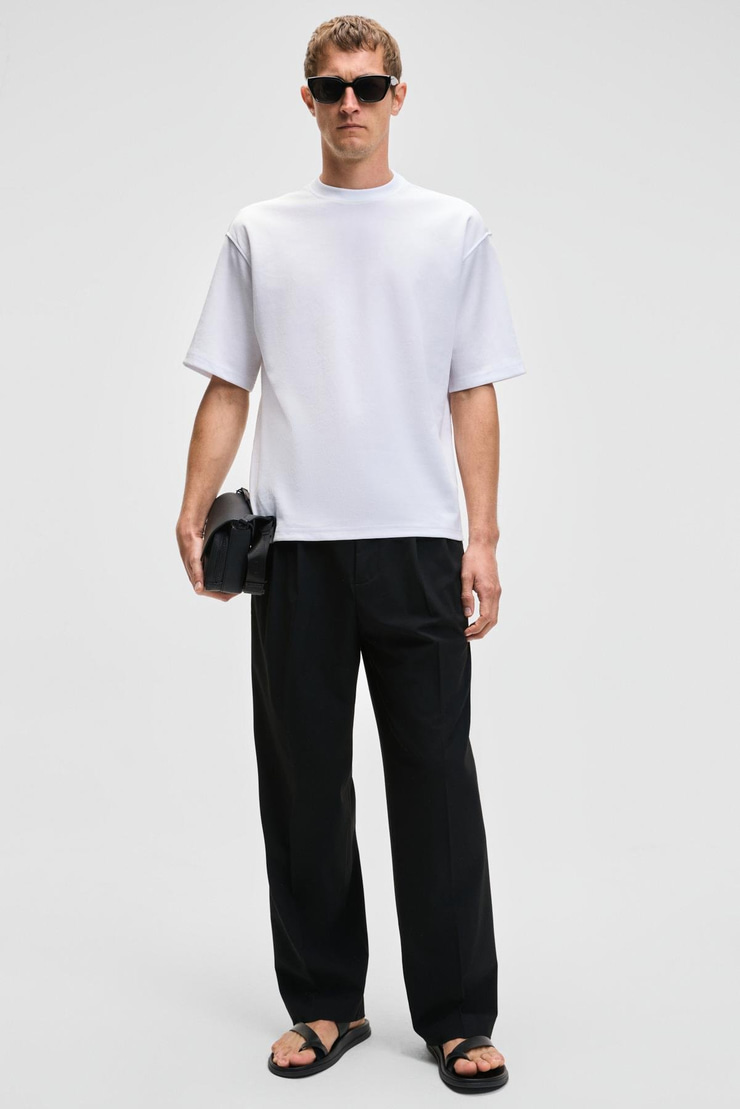 HISON Erkek Relaxed Bisiklet Yaka Kısa Kollu Beyaz T-Shirt