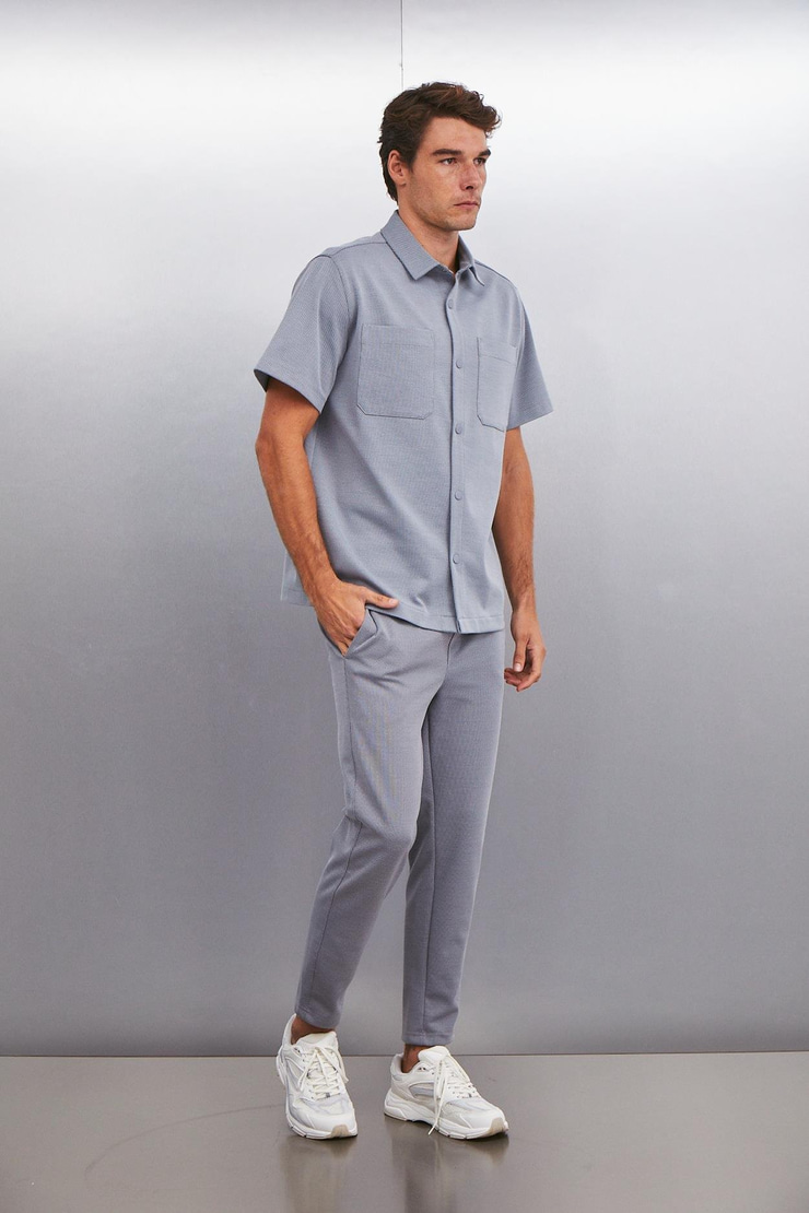 HUXLEY  Regular Gri Tekli Pantolon