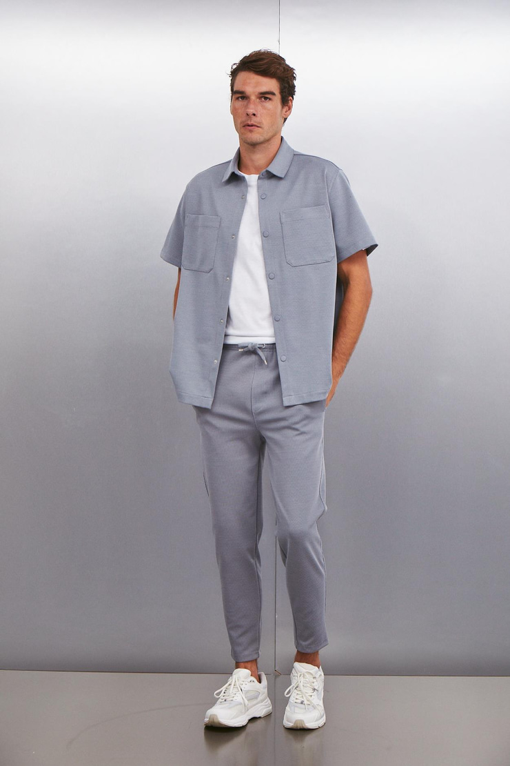 HUXLEY  Regular Gri Tekli Pantolon