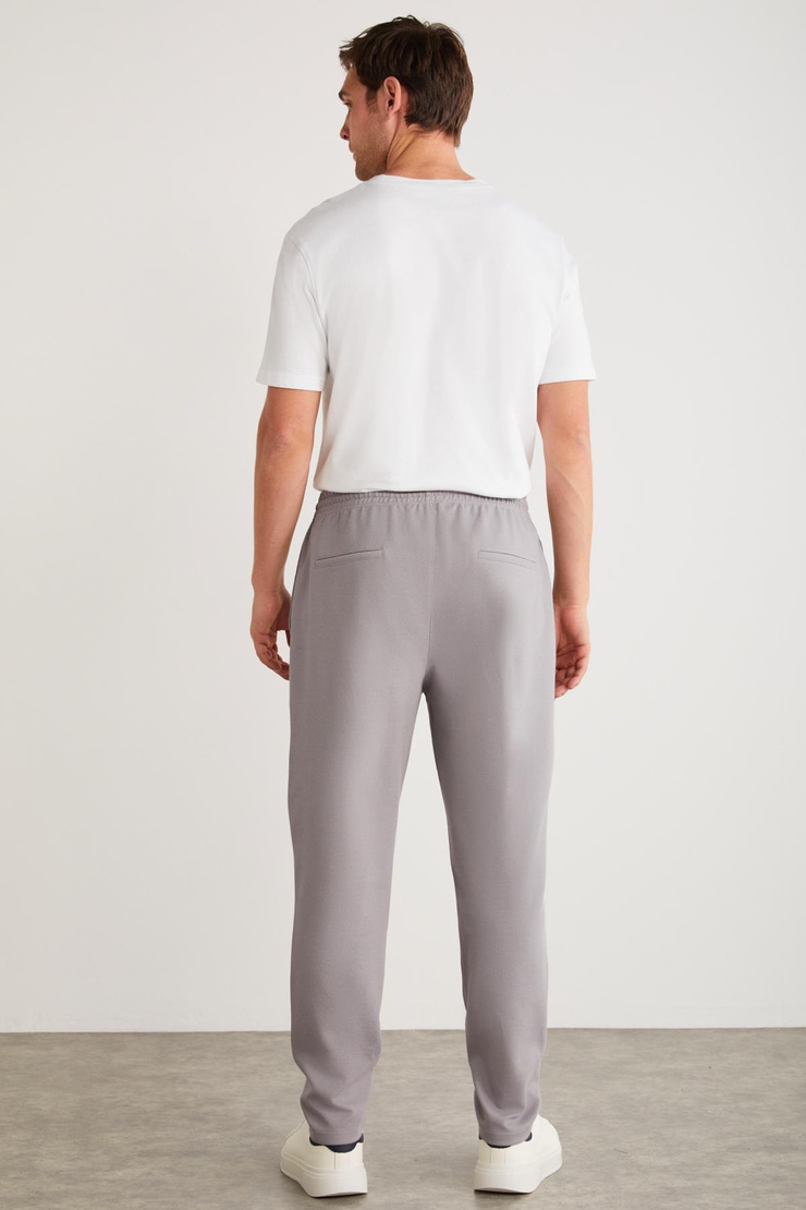 HUXLEY  Regular Gri Tekli Pantolon