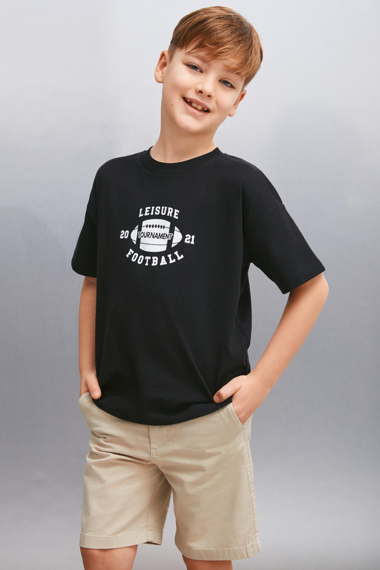 INIGO  Regular Siyah Tekli T-Shirt