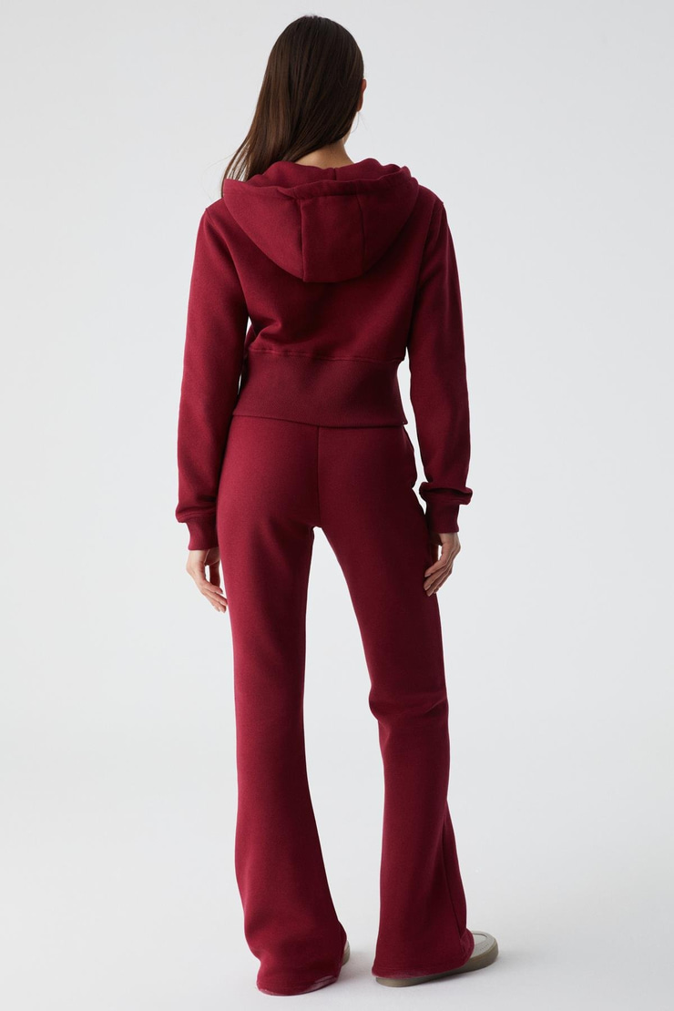 IRESSEN Kadın Nakış Desenli Regular Fit Bordo Eşofman Altı