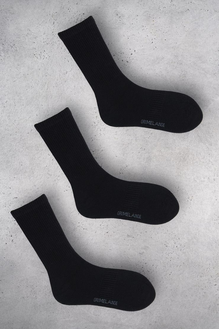 ISILDUR Erkek Organik Pamuklu 3 Lü Paket Siyah Çorap