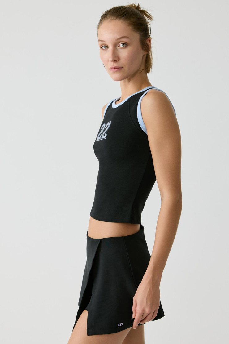 JENNY Kadın Yuvarlak Yaka Kolsuz Baskı Detaylı Siyah T-Shirt