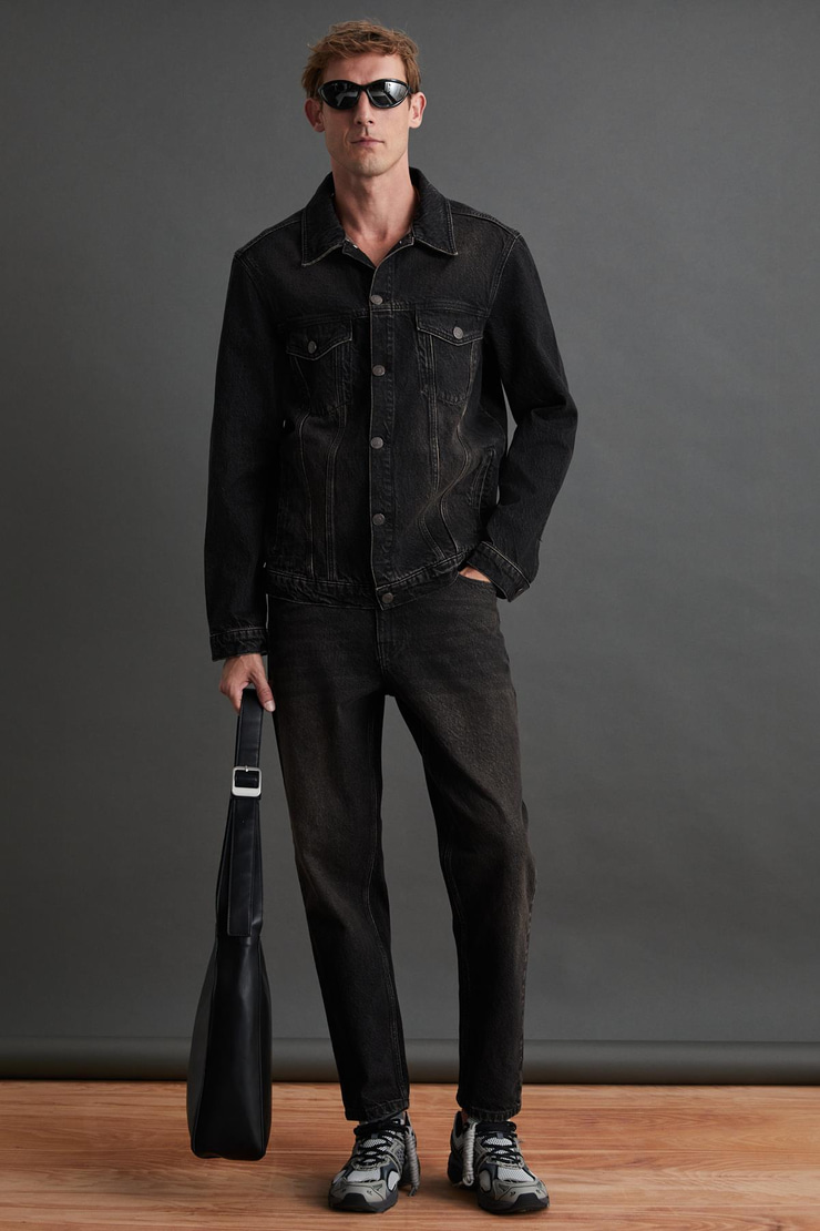 JERICHO Erkek Denim Oversize Siyah Ceket