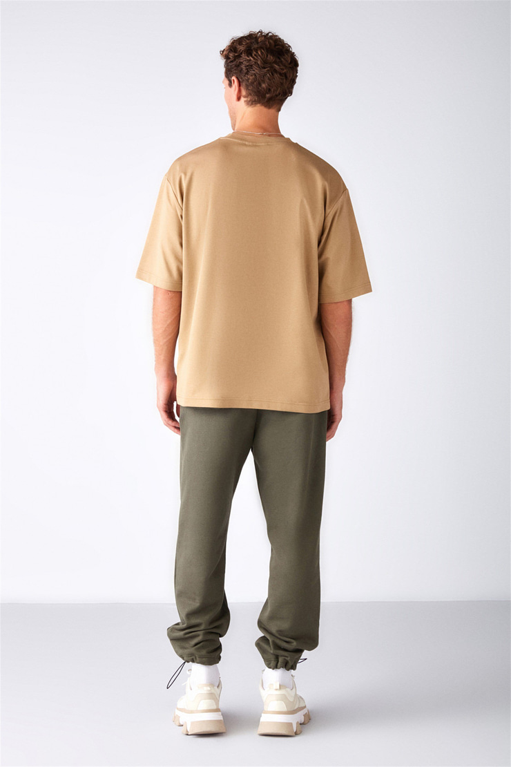 JOEL Örme Oversize Bej  T-Shirt