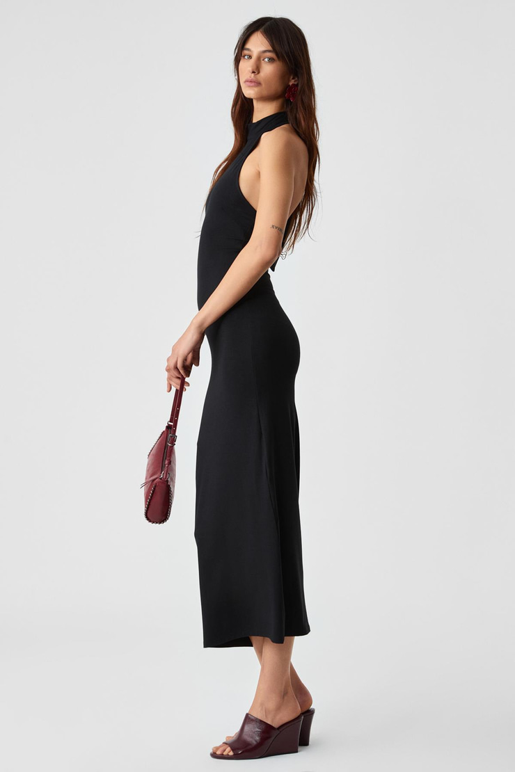 JOJOSE Kadın Boğazlı Kolsuz Regular Siyah Elbise