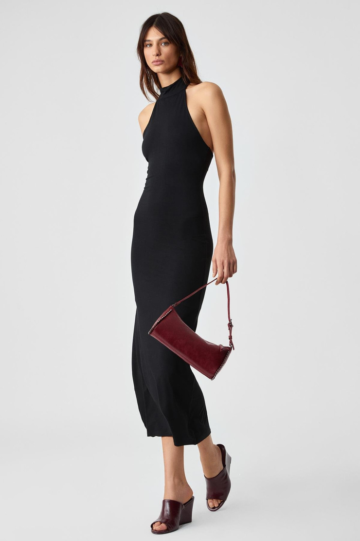 JOJOSE Kadın Boğazlı Kolsuz Regular Siyah Elbise