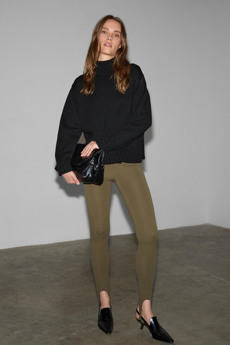 JOYITA Kadın Balıkçı Yaka Oversize Triko Siyah Kazak