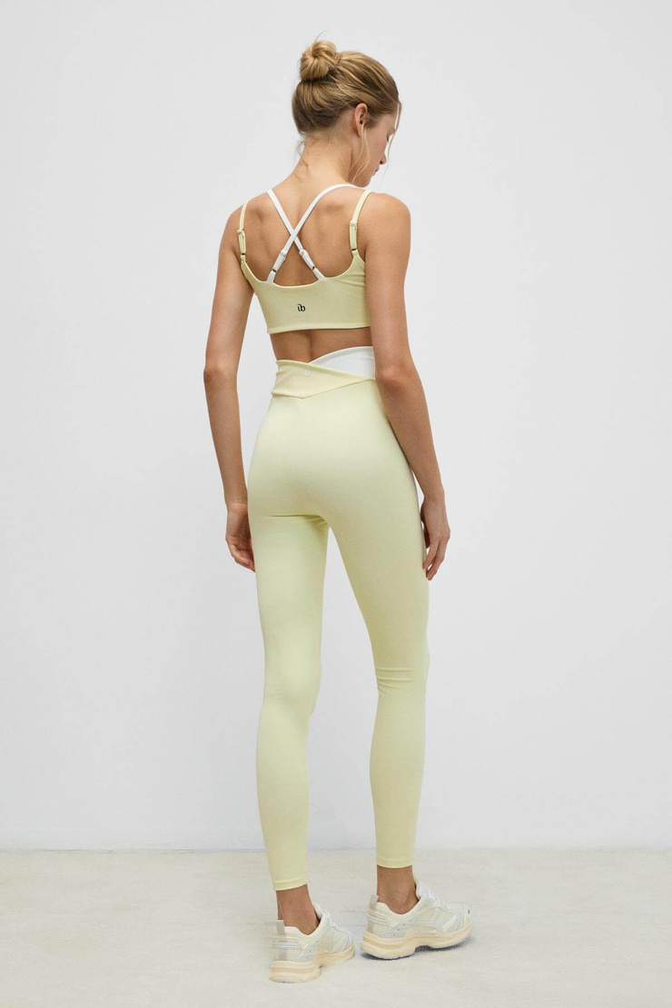 JULSEN Kadın Yumuşak Ve Esnek Dokulu Asimetrik Konstrat Bel Detaylı Sarı Tayt