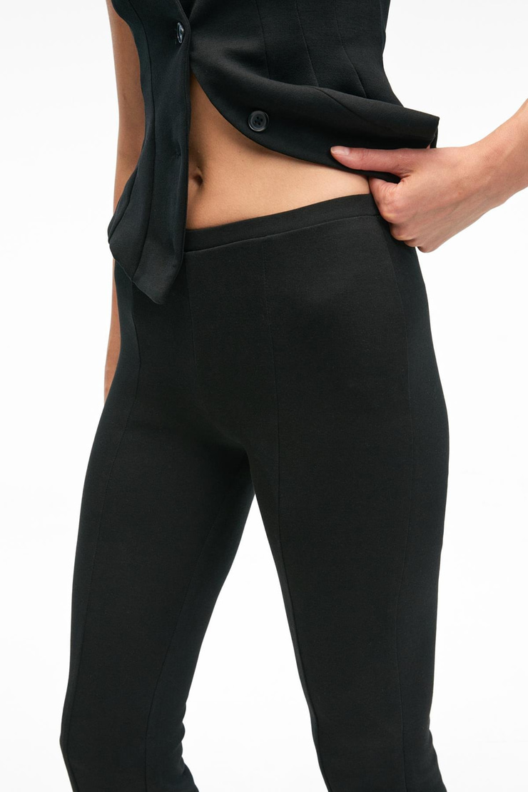 KALYYSIA Kadın Yüksek Bel Geniş Paçalı Slim Fit Siyah Pantolon