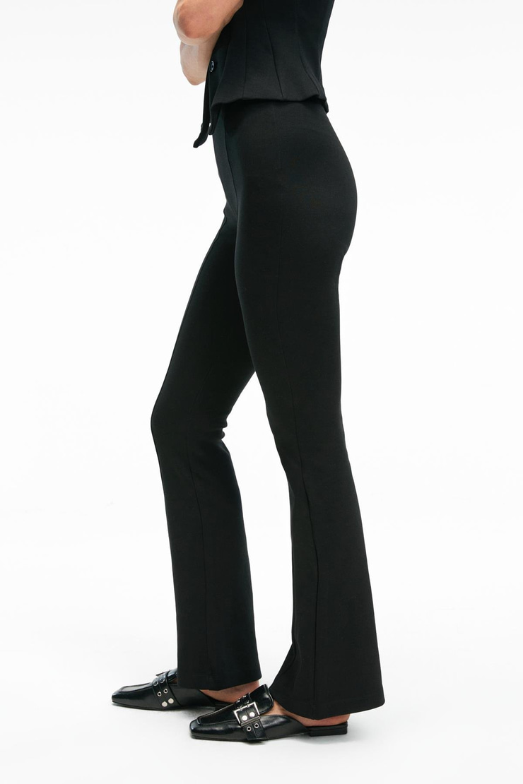 KALYYSIA Kadın Yüksek Bel Geniş Paçalı Slim Fit Siyah Pantolon