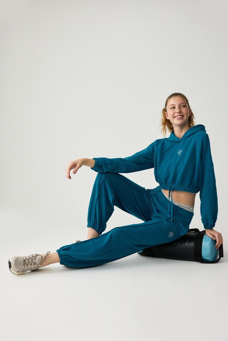 KATHRINE Kadın Kapüşonlu Mavi Sweatshirt