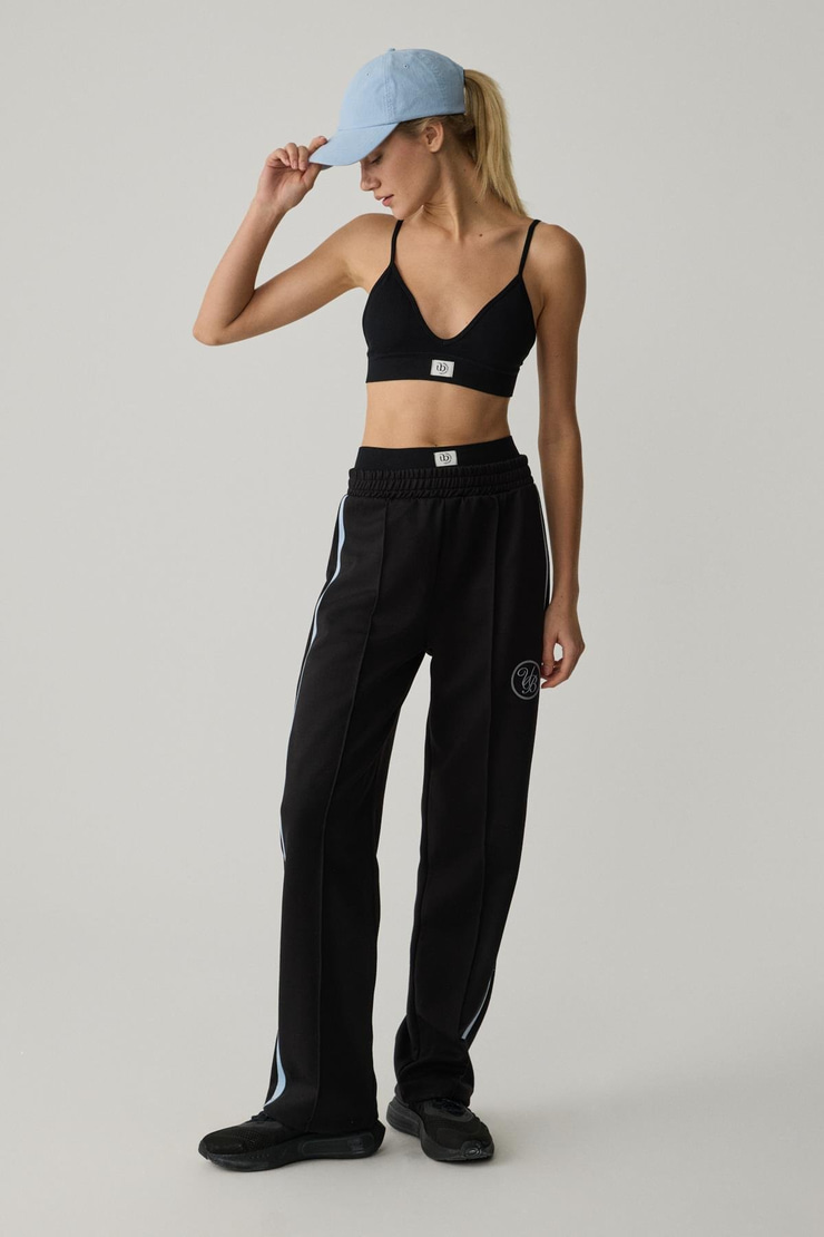 KIMIKO Kadın Beli Lastikli Relaxed Küçük Baskılı Siyah Eşofman Altı