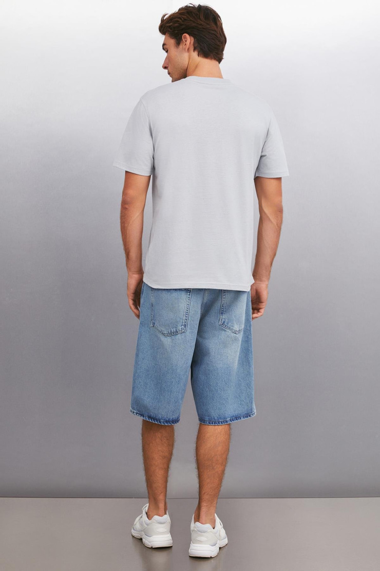 KINGSLEY Basic Regular Gri Tekli T-Shirt