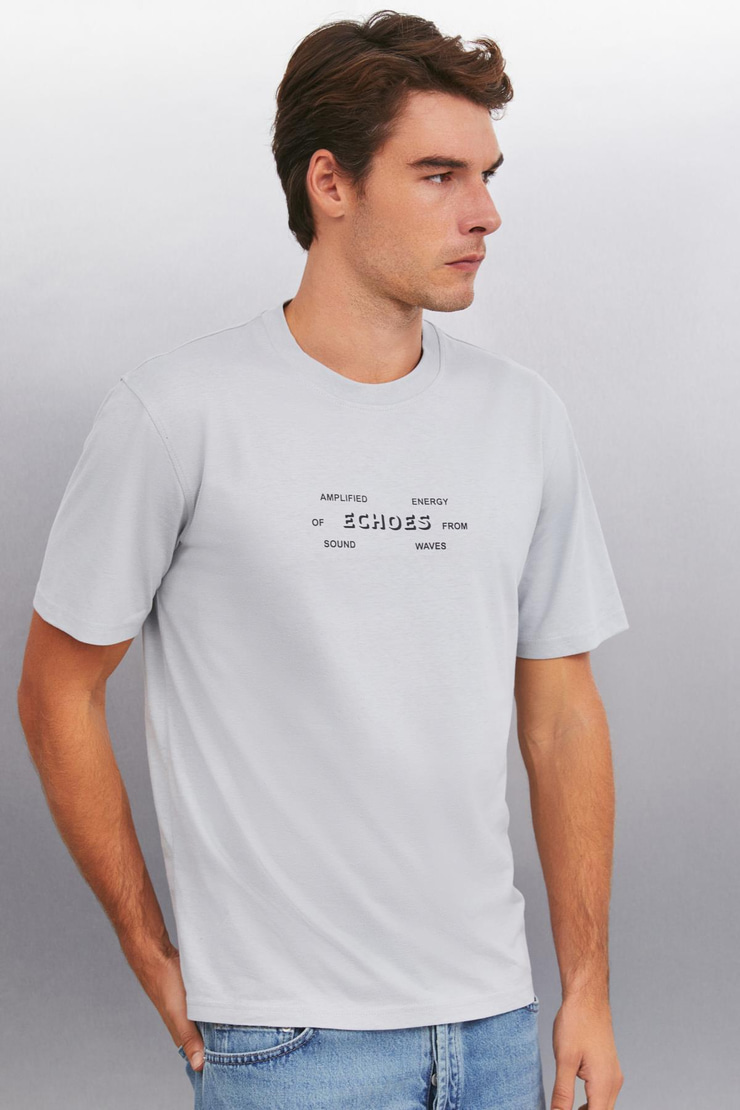 KINGSLEY Basic Regular Gri Tekli T-Shirt