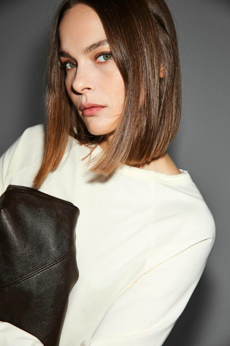 KISSORA Kadın Organik Pamuklu Yuvarlak Yaka Reglan Kol Uzun Kollu Relax Fit Ekru Bluz