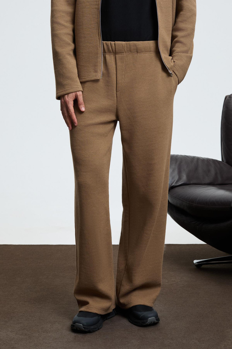 LACHLAN Erkek Waffle Özel Dokulu Kordonlu Süs Etiketli Vizon Pantolon