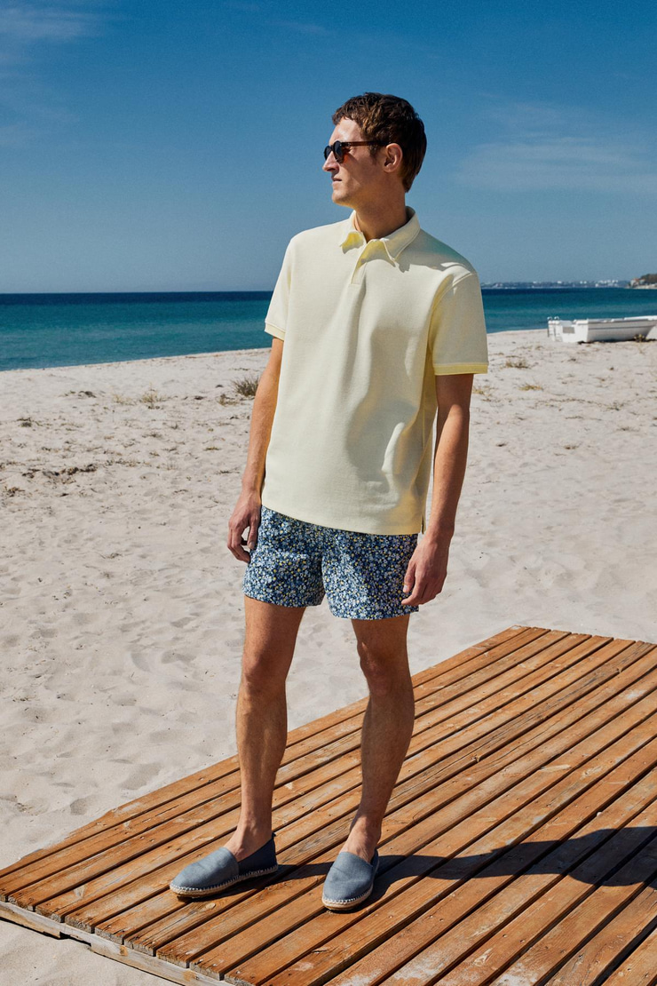 LAPORTE Erkek Dokulu Kumaşlı Slim Fit Sarı Polo Yaka T-shirt