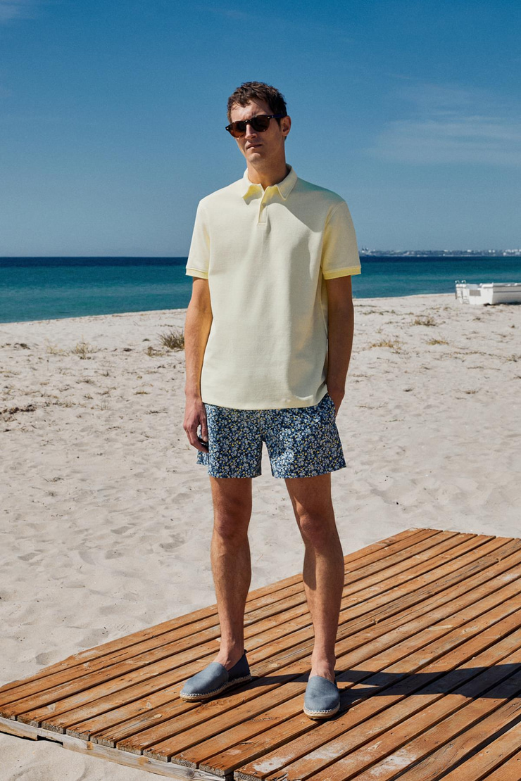 LAPORTE Erkek Dokulu Kumaşlı Slim Fit Sarı Polo Yaka T-shirt