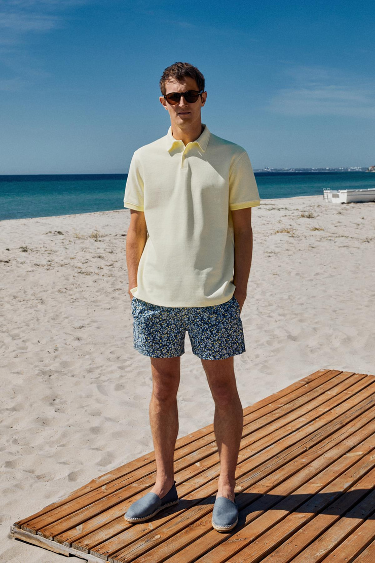 LAPORTE Erkek Dokulu Kumaşlı Slim Fit Sarı Polo Yaka T-shirt