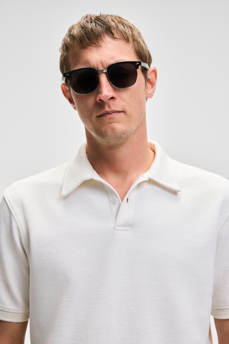 LAPORTE Erkek Dokulu Kumaşlı Slim Fit Beyaz Polo Yaka T-shirt