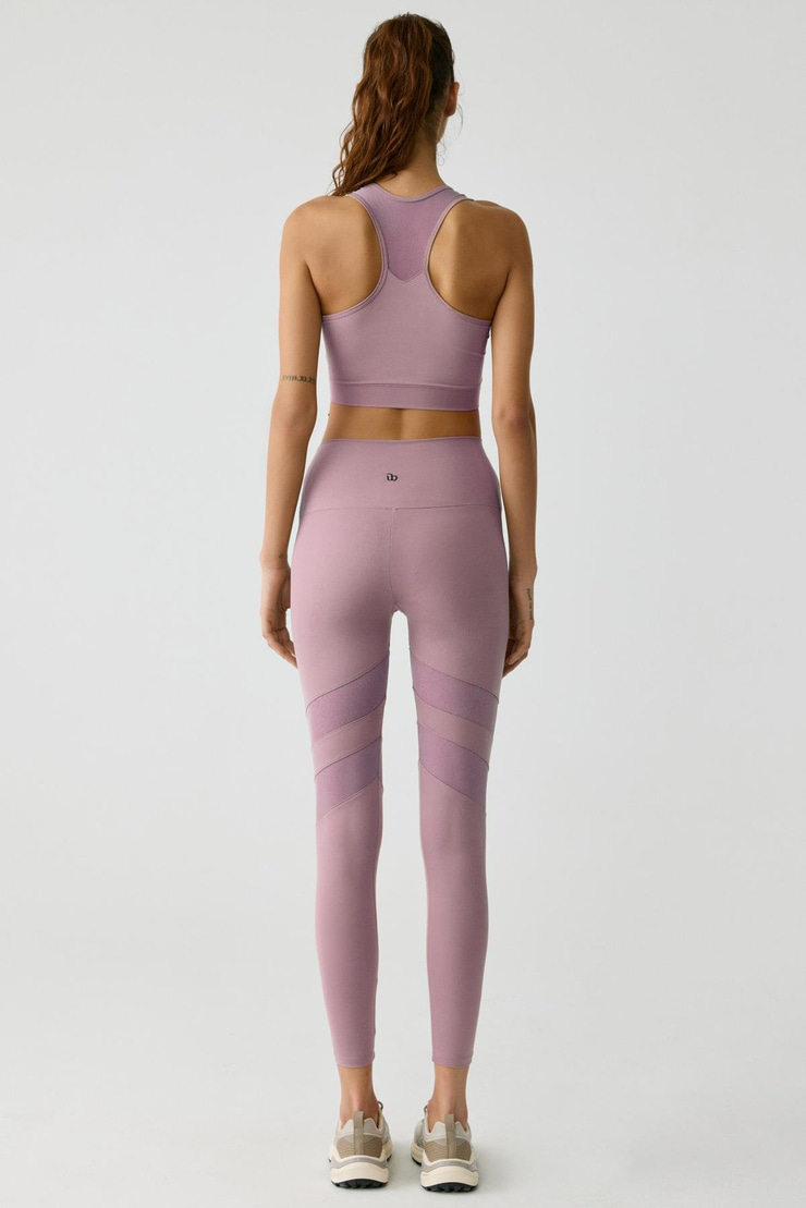 LARINA Kadın Tül Detaylı Tam Boy Gül Kurusu Tayt