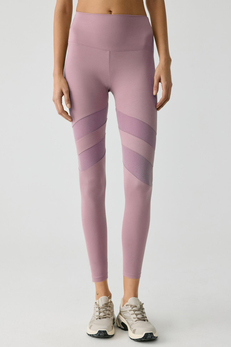 LARINA Kadın Tül Detaylı Tam Boy Gül Kurusu Tayt