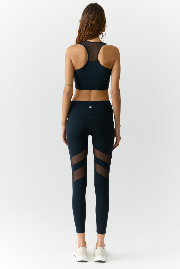 LARINA Kadın Tül Detaylı Tam Boy Lacivert Tayt