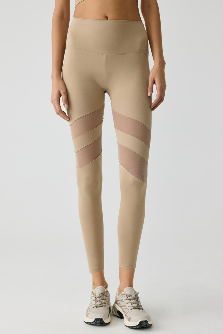 LARINA Kadın Tül Detaylı Tam Boy Vizon Tayt