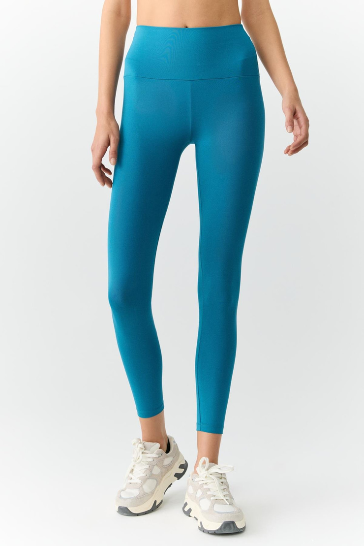 LARISA Kadın Toplayıcı Küçük Baskı Detaylı Mavi Tayt