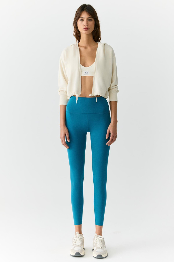 LARISA Kadın Toplayıcı Küçük Baskı Detaylı Mavi Tayt