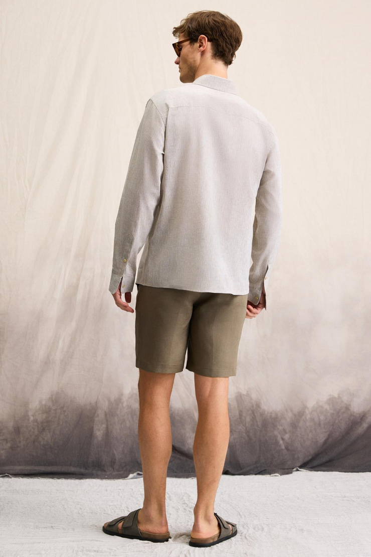 LASSE Erkek Gömlek Yaka Manşetli Uzun Kollu Regular Fit Haki Gömlek