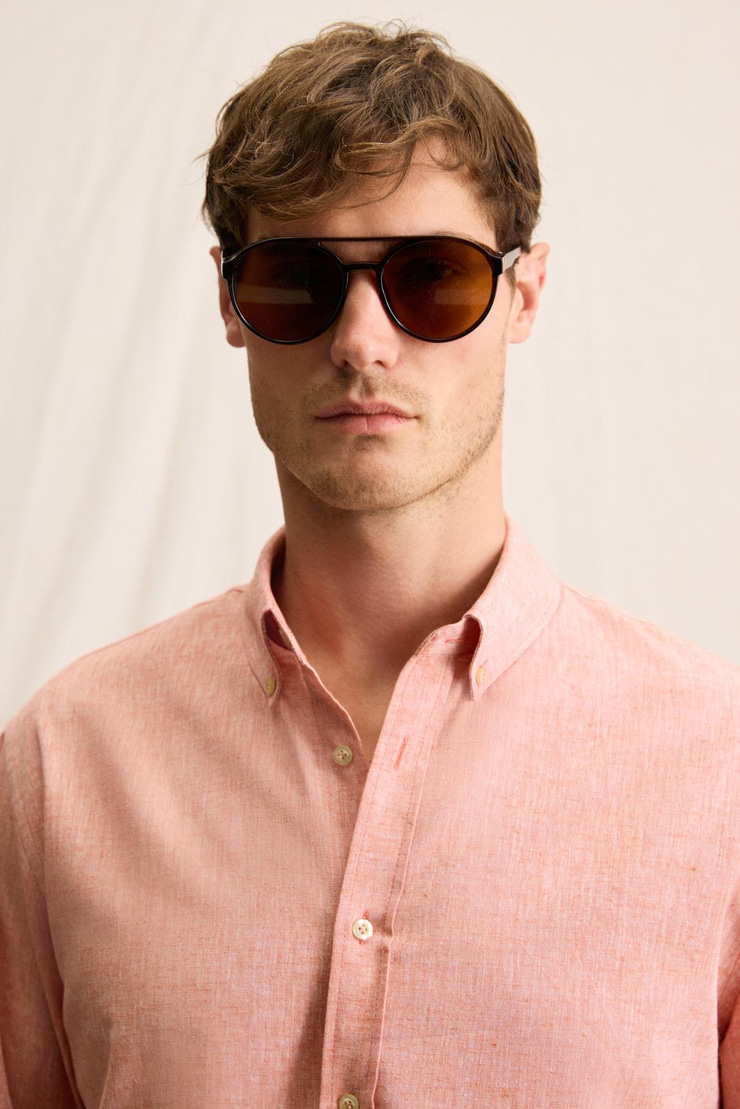 LASSE Erkek Gömlek Yaka Manşetli Uzun Kollu Regular Fit Turuncu Gömlek