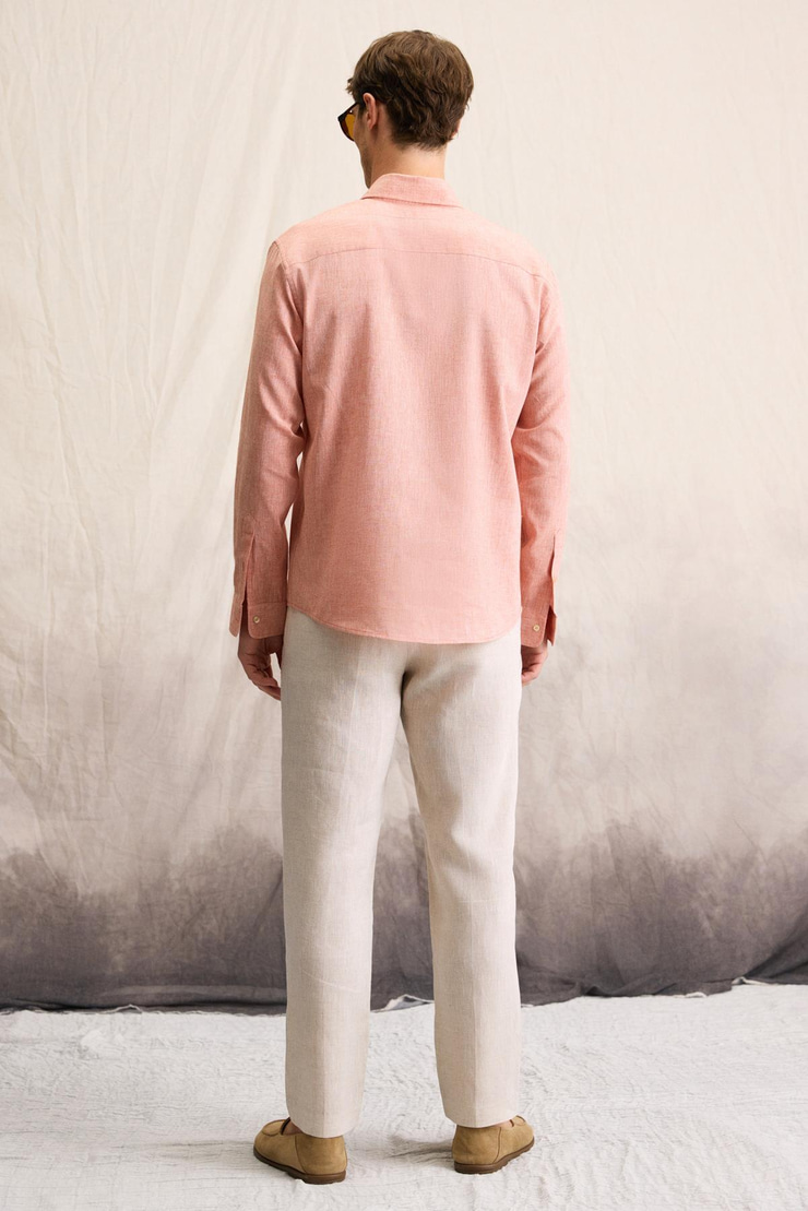 LASSE Erkek Gömlek Yaka Manşetli Uzun Kollu Regular Fit Turuncu Gömlek