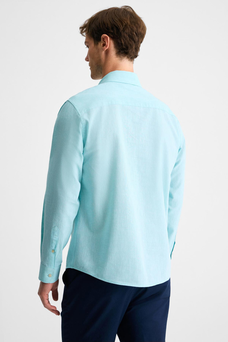 LASSE Erkek Gömlek Yaka Manşetli Uzun Kollu Regular Fit Mint Yeşil Gömlek