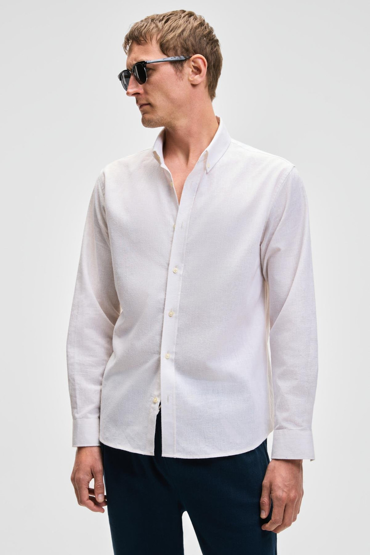 LASSE Erkek Gömlek Yaka Manşetli Uzun Kollu Regular Fit Bej Gömlek