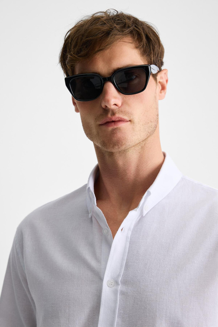 LASSE Erkek Gömlek Yaka Manşetli Uzun Kollu Regular Fit Beyaz Gömlek