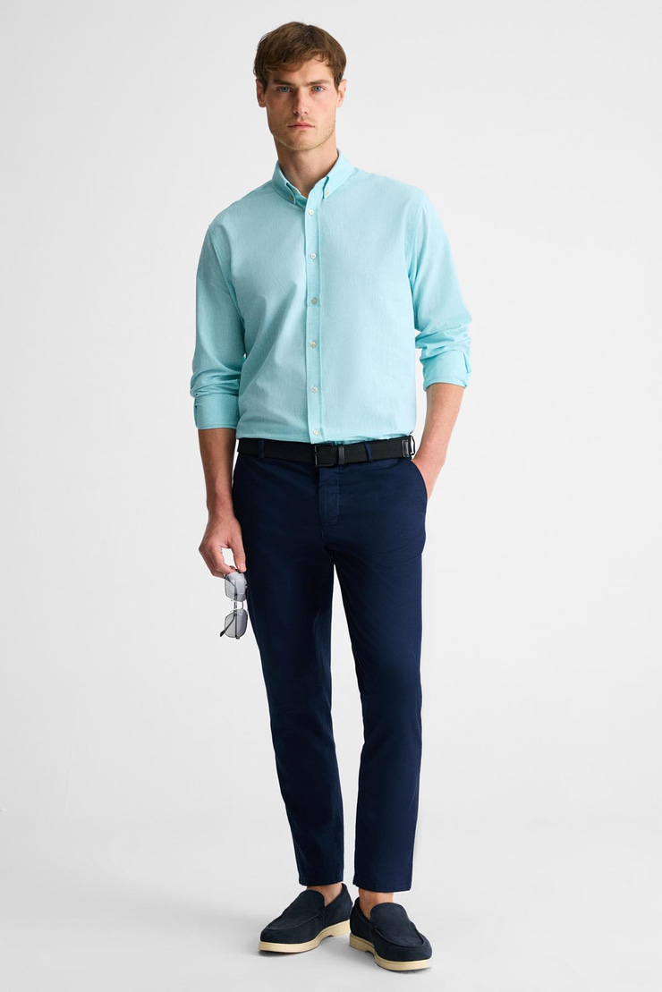 LASSE Erkek Gömlek Yaka Manşetli Uzun Kollu Regular Fit Mint Yeşil Gömlek