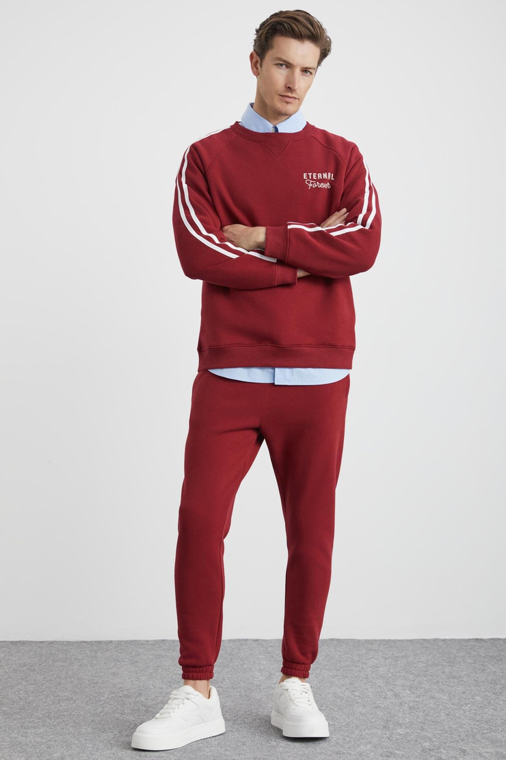 LASTING Basic Regular Bordo Tekli Eşofman Altı