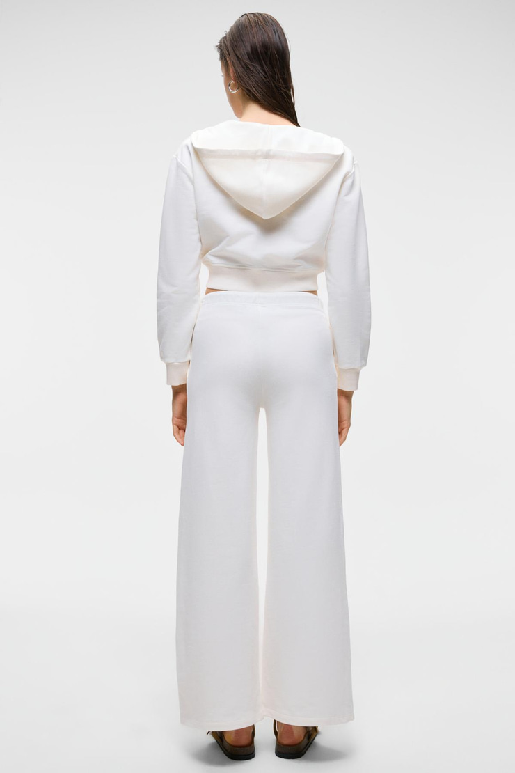 LAYA Kadın %100 Pamuk Regular Fit Çift Cepli Beyaz Eşofman Altı