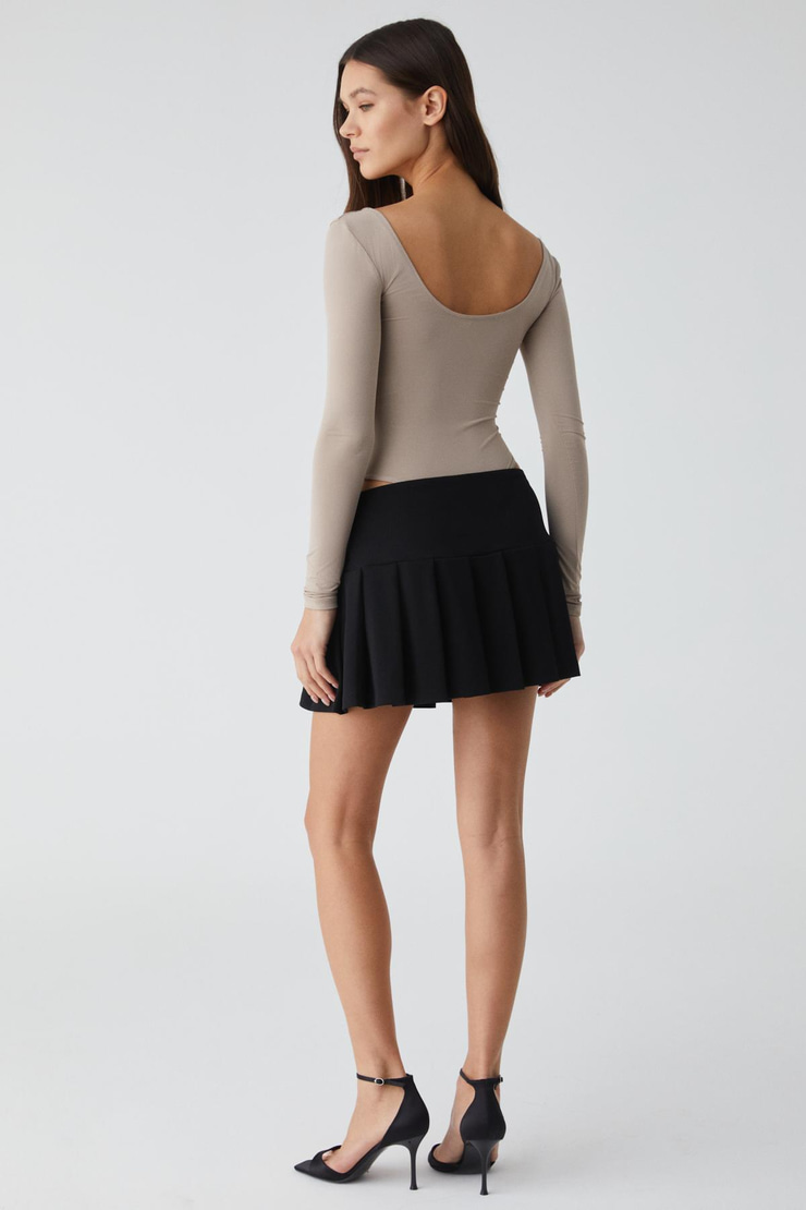 LEARY Kadın Yüksek Bel İnterlok Siyah Etek